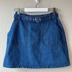 Gianni Bini Belted Denim Mini Skirt Size S
